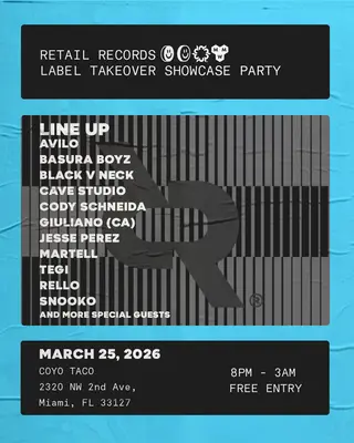 Retail Records MMW Showcase feat Jesse Perez Miami 2026 | Lineup - EDM news article Retail Records MMW Showcase feat Jesse Perez Miami 2026 | Lineup - EDM news article