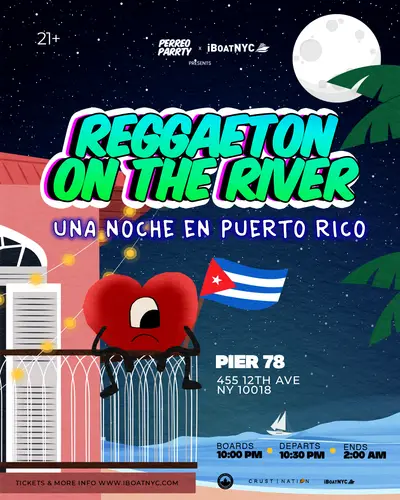 UNA NOCHE EN PUERTO RICO - Puerto Rican Parade Boat Party Cruise - EDM event at Pier 78 at Hudson River Park in New York