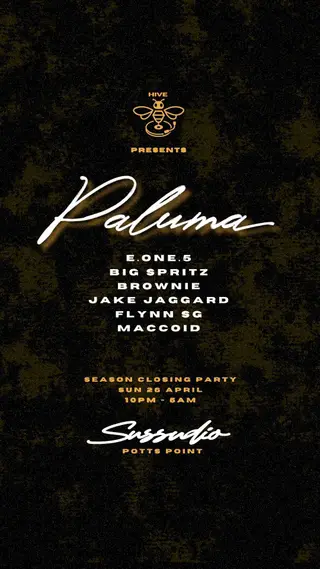 HIVE Events x ANZAC SUNDAY 26th APRIL 2026 at Sussudio HIVE Events x ANZAC SUNDAY 26th APRIL 2026 at Sussudio