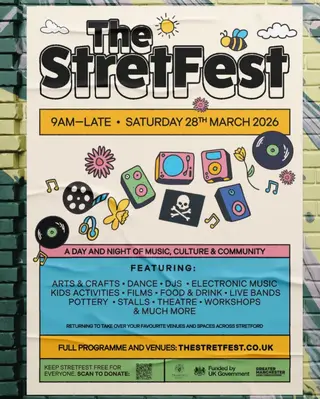The StretFest 2026 - Stretford's Free, Community-Led Music & Arts Festival at TBA - Venues Across Stretford The StretFest 2026 - Stretford's Free, Community-Led Music & Arts Festival at TBA - Venues Across Stretford