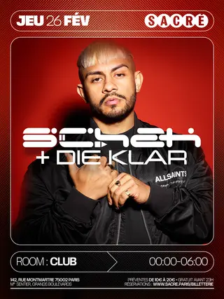 Sacré présente: Schak & Die Klar at Sacré Sacré présente: Schak & Die Klar at Sacré