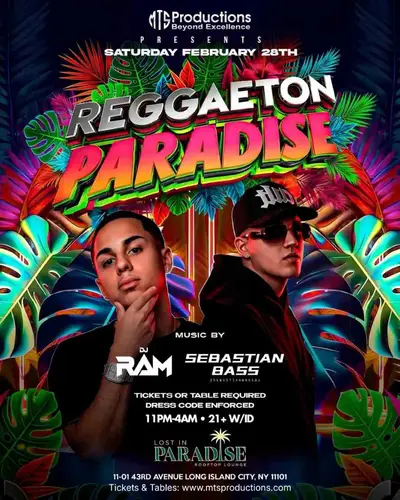 Reggaeton Paradise Rooftop Party – Lost in Paradise, Queens – Feb 28th - EDM event at Lost in Paradise Rooftop in New York City