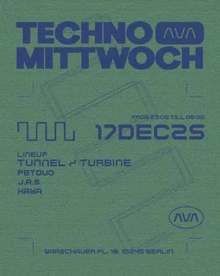 TECHNO MITTWOCH: TUNNEL/TURBINE at AVA Club TECHNO MITTWOCH: TUNNEL/TURBINE at AVA Club