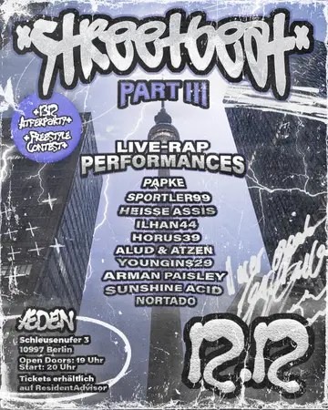 STREETBEAT SHOWCASE 3 w. PAPKE, SPORTLER99, HEISSE ASSIS, ILHAN44 at ÆDEN STREETBEAT SHOWCASE 3 w. PAPKE, SPORTLER99, HEISSE ASSIS, ILHAN44 at ÆDEN