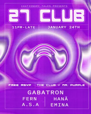 Cautionary Tales presents: 27 Club at Mr. Purple