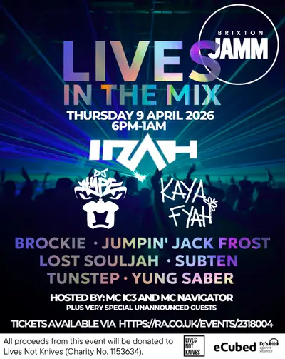 Lives in the Mix - a drum and bass fundraiser for Lives Not Knives - EDM event at Brixton Jamm in London