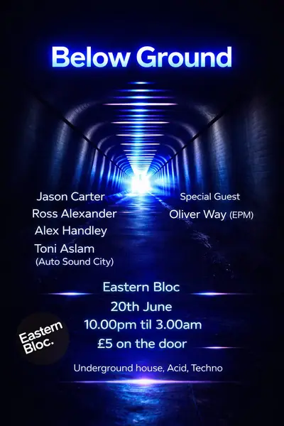 Below Ground - EDM event at Eastern Bloc Records in Manchester
