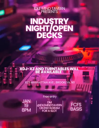 INDUSTRY NIGHT/ OPEN DECKS at Idle Mind Tavern