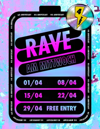 4 YRS RAVE AM MITTWOCH I Free Party at Das Werk