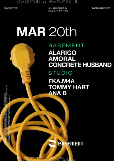 Alarico / AMORAL / Concrete Husband / fka.m4a / Tommy Hart / Ana B - EDM event at BASEMENT in New York