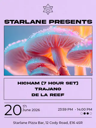 Starlane presents: Hicham, TRAJANO & De La Reef at Starlane Pizza Bar Starlane presents: Hicham, TRAJANO & De La Reef at Starlane Pizza Bar