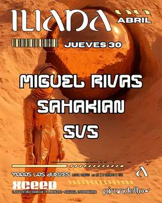 BASSTEK X ILIADA CLUB + Miguel Rivas + SAHAKIAN + SVS at Sala Pirandelo