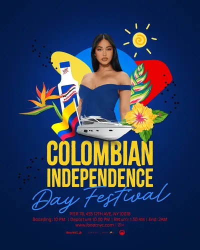 Colombian Independence Day Boat Party Cruise Festival - EDM event at Pier 78 at Hudson River Park in New York