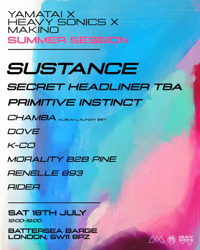 Yamatai x Heavy Sonics x Makino: Summer Session - EDM event at Battersea Barge in London