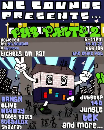 NS Sounds presents... Pub Party 2 at TBA - The Craic Pot NS Sounds presents... Pub Party 2 at TBA - The Craic Pot