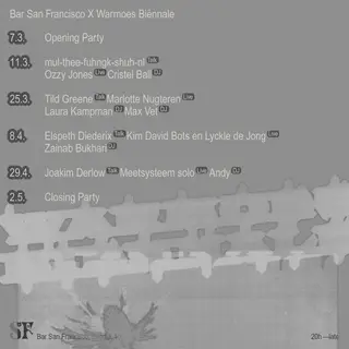 Warmoes Biënnale: mul-thee-fuhngk-shuh-nl (Talk) Ozzy Jones (Live) Cristel Ball (DJ) at San Francisco