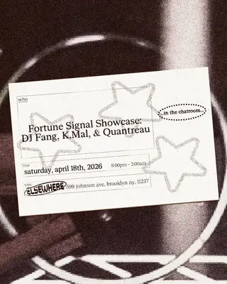 Chatroom: Fortune Signal Showcase: DJ Fang, K.mal, and Quantreau at Chatroom at Elsewhere Chatroom: Fortune Signal Showcase: DJ Fang, K.mal, and Quantreau at Chatroom at Elsewhere