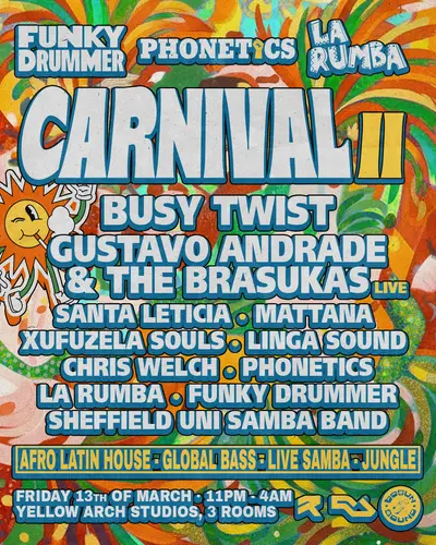 Funky Drummer x La Rumba x Phonetics Carnival: Busy Twist, Gustavo &The Brasukas, Santa Leticia - EDM event at Yellow Arch Studios in Paris