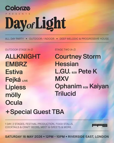 Colorize presents: Day of Light - EDM event at Riverside East in London