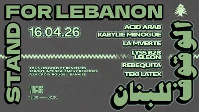 STAND WITH LEBANON: Acid Arab, Kabylie Minogue, Teki Latex - EDM event at Virage in Paris