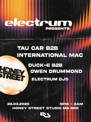 Electrum presents: Tau Car B2B International Mac at Honey Street Studio Electrum presents: Tau Car B2B International Mac at Honey Street Studio