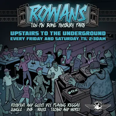 Fridays at Rowans - UPSTAIRS TO THE UNDERGROUND - EDM event at Rowans Tenpin Bowl in London