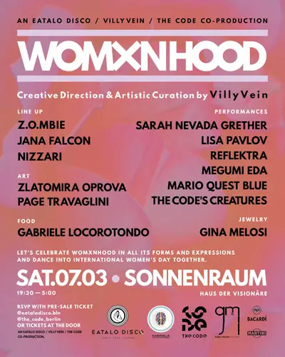 WOMXNHOOD – 7 MARCH 2026 / Haus der Visionäre Berlin - EDM event at Sonnenraum in Berlin