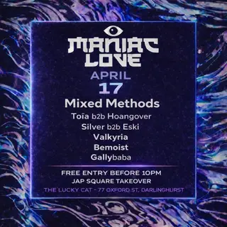 Mixed Methods and Crew take over the Cat with Maniac Love , House Music at The Lucky Cat Mixed Methods and Crew take over the Cat with Maniac Love , House Music at The Lucky Cat