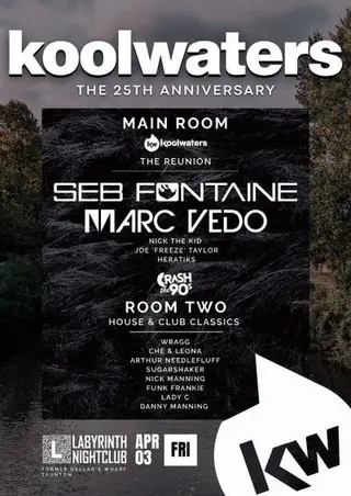 Koolwaters 25th Anniversary, Labyrinth (Formerly Dellers Wharf), Taunton at TBA