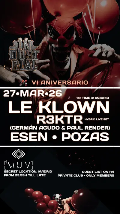 Industrial Mad (LE KLOWN) VI Aniversario - EDM event at Sala Muv in Miami