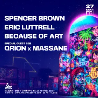 Journey: Spencer Brown, Eric Luttrell, Qrion b2b Massane & Because of Art Miami 2026 - EDM news article Journey: Spencer Brown, Eric Luttrell, Qrion b2b Massane & Because of Art Miami 2026 - EDM news article
