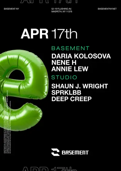 Daria Kolosova / Nene H / Annie Lew / Shaun J. Wright / SPRKLBB / deep creep Daria Kolosova / Nene H / Annie Lew / Shaun J. Wright / SPRKLBB / deep creep - EDM event at BASEMENT in New York