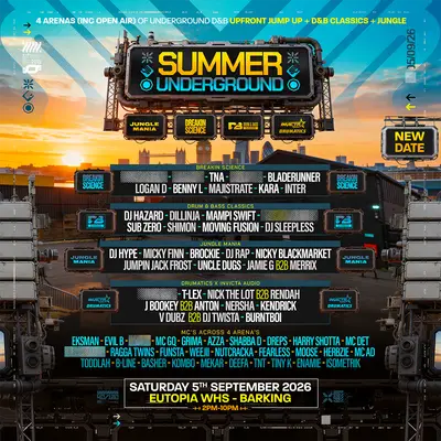 Summer Underground - Breakin Science - Jungle Mania - D&B Classics - EDM event at Eutopia Whs in London