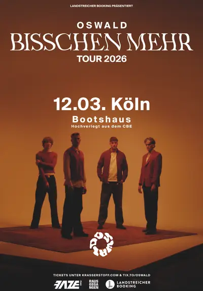 oSwald - BISSCHEN MEHR TOUR 2026 - EDM event at Bootshaus in Cologne