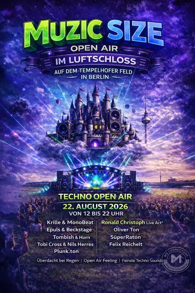 Muzic Size Open Air - EDM event at Luftschloss auf dem Tempelhofer Feld in Berlin