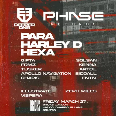 Deeper DNB x Phase Records DNB - EDM event at Bricks in London