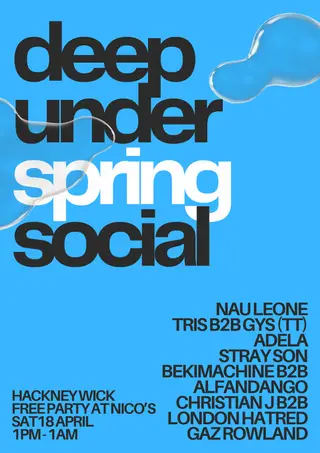 Deep Underground Spring Social at Nico's Bar at Hackney Bridge