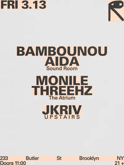 Bambounou + AIDA / Monile + threehz / JKriv - EDM event at public records in New York