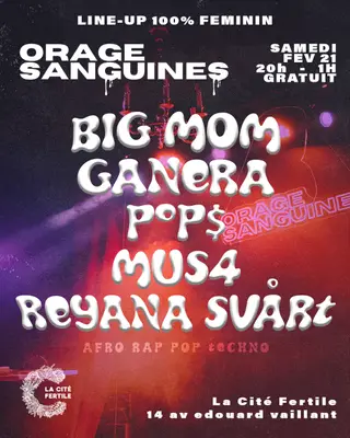 Orage Sanguines line-up 100% femmes Concert x dj set at La Cité Fertile