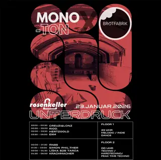 UNTERDRUCK – MONOTON x BROTFABRIK - FIRST UNDERGROUND RAVE at Rosenkeller