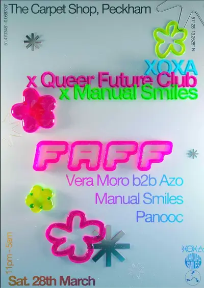 XOXA x QFC x Manual Smiles with FAFF XOXA x QFC x Manual Smiles with FAFF - EDM event at The Carpet Shop in London