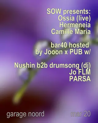 SOW presents Ossia, Hermeneia, Camille Maria / Bar40 hosted by Jooon x PUB: Nowruz Amsterdam 2026 - EDM news article