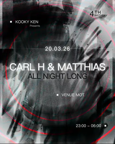 Kooky Ken 4th Birthday: Carl H & Matthias (All Night Long) Kooky Ken 4th Birthday: Carl H & Matthias (All Night Long) - EDM event at M.O.T in London