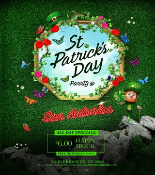 St Patrick's Day After Party-Latin & Reggaeton Party at Lower East Side NYC at San Antonios