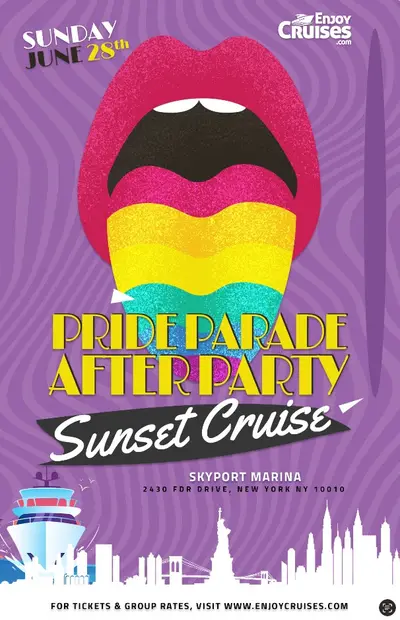 PRIDE Parade After Party Sunset Cruise NYC - Be Free, Be You - EDM event at Skyport Marina in New York