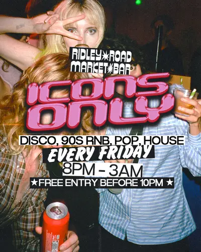 Icons Only Icons Only - EDM event at Ridley Road Market Bar in London