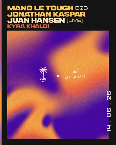 Woodstock'69 x Las Palapas: Mano Le Tough b2b Jonathan Kaspar, Juan Hansen (live) & Kyra Khaldi Woodstock'69 x Las Palapas: Mano Le Tough b2b Jonathan Kaspar, Juan Hansen (live) & Kyra Khaldi - EDM event at Woodstock'69 in Amsterdam