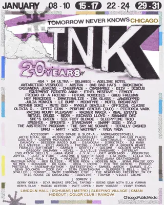 20 Years of Tomorrow Never Knows at TBA - Various Venues 20 Years of Tomorrow Never Knows at TBA - Various Venues