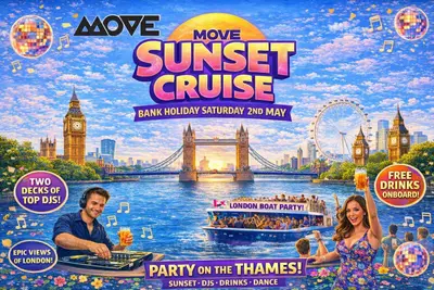 Sunset Cruise That Turns Into a Full‑Blown Party this Bank Holiday plus open bar Sunset Cruise That Turns Into a Full‑Blown Party this Bank Holiday plus open bar - EDM event at Crown Pier in London