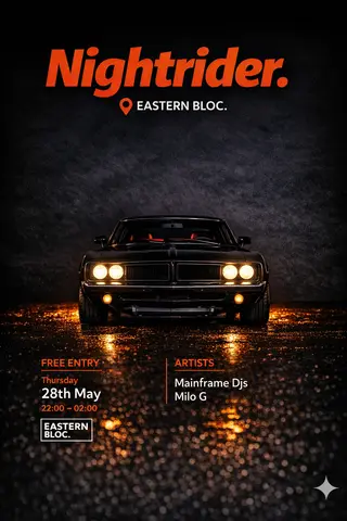 Nightrider w/ Mainframe DJ's at Eastern Bloc Records Nightrider w/ Mainframe DJ's at Eastern Bloc Records